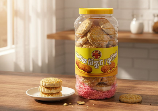 Round Floral Biscuit (White Seed Topping)